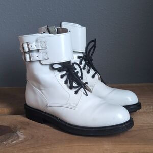 Allsaints White Leather Lace-Up Boots